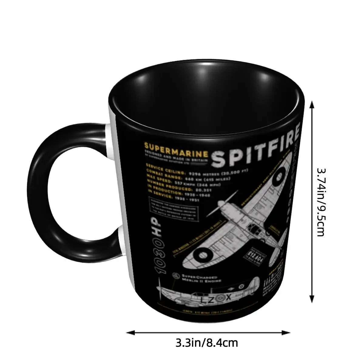 DIY Supermarine Spitfire Ceramic Mug Personalized Fighter Pilot Aircraft Airplane Plane Coffee Cups Creative Present