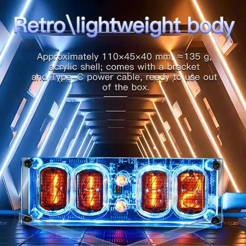 

652F Collector LED Glow Tube Clock Timekeepers Retro 4 Digit LED Alternative Clock