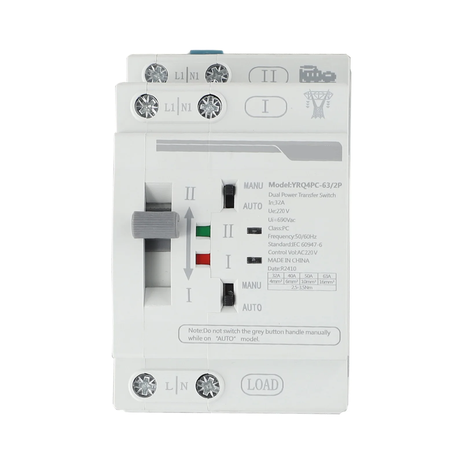 220V Power Switch Automatic Transfer Switch Automatic Mode Reliable Specifications Wide Application Insulation Voltage 690VAC