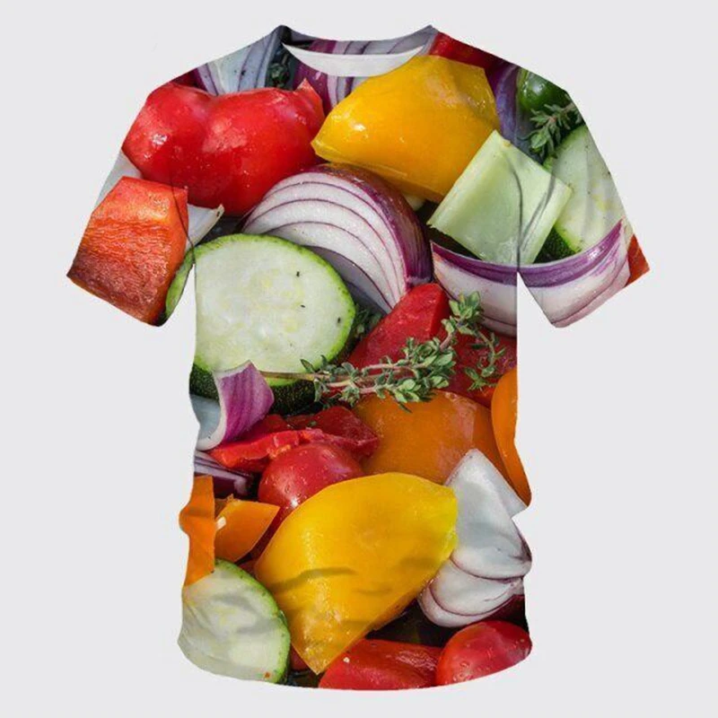 New Summer  Fresh Fruit Picture Men T-Shirts  Casual 3D Print Tees Hip Hop Personality Round Neck Short Sleeve Quick-Dry Tops