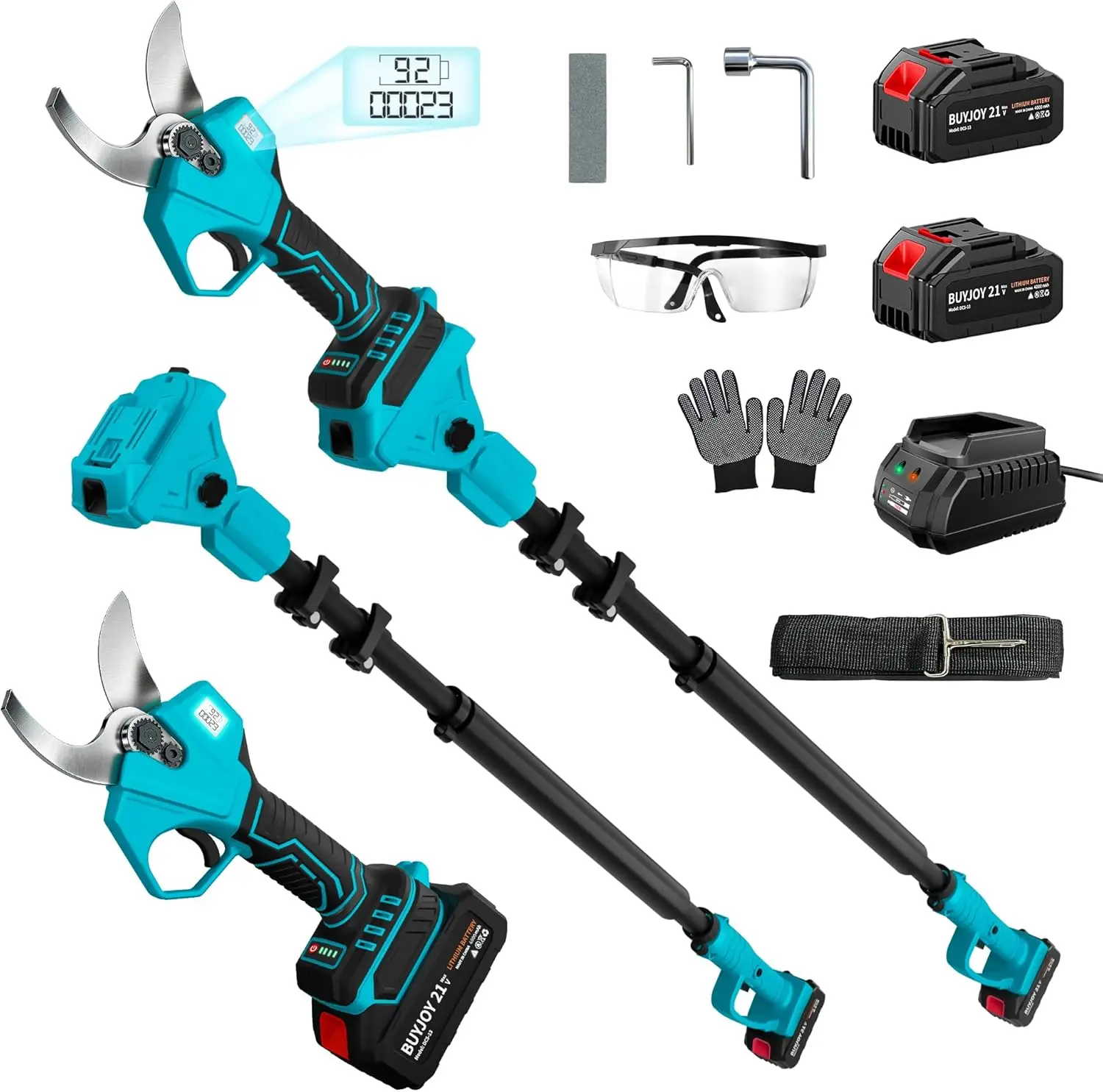 

2 In 1 Pole Pruning Shears 16 Cutting Diameter Cordless Electric Pole Pruners Brushless Motor 2x40Ah Batteries Extra SK5 Blade