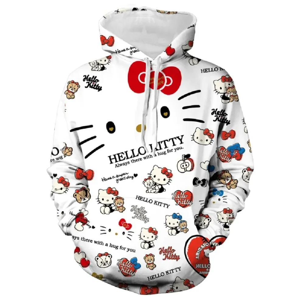 

Hello Kitty Sanrio Kawaii Hoodie Women's Fashion Street Sweatshirt Women's Loose Leisure Hoodie Children's Kitty Cosplay Hoodie