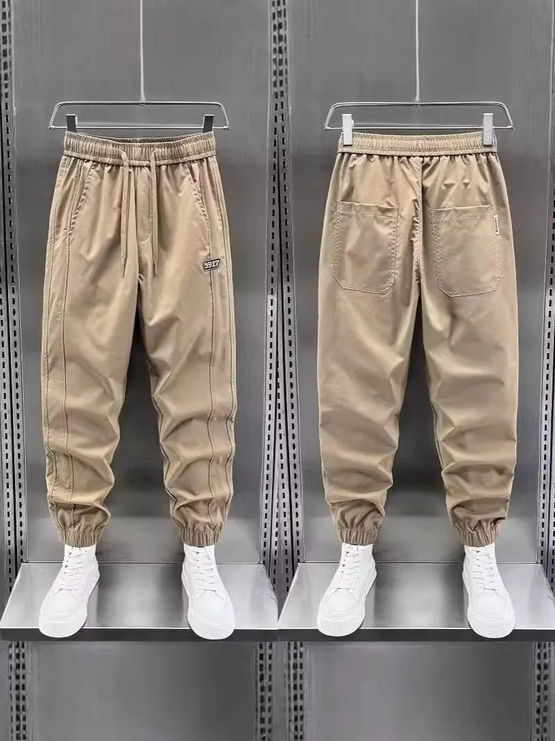 Casual Pants Men's Spring and Autumn Trend Versatile Drawstring Leggings Sweatpants Youth Fashion Harlan Nine-point Pants