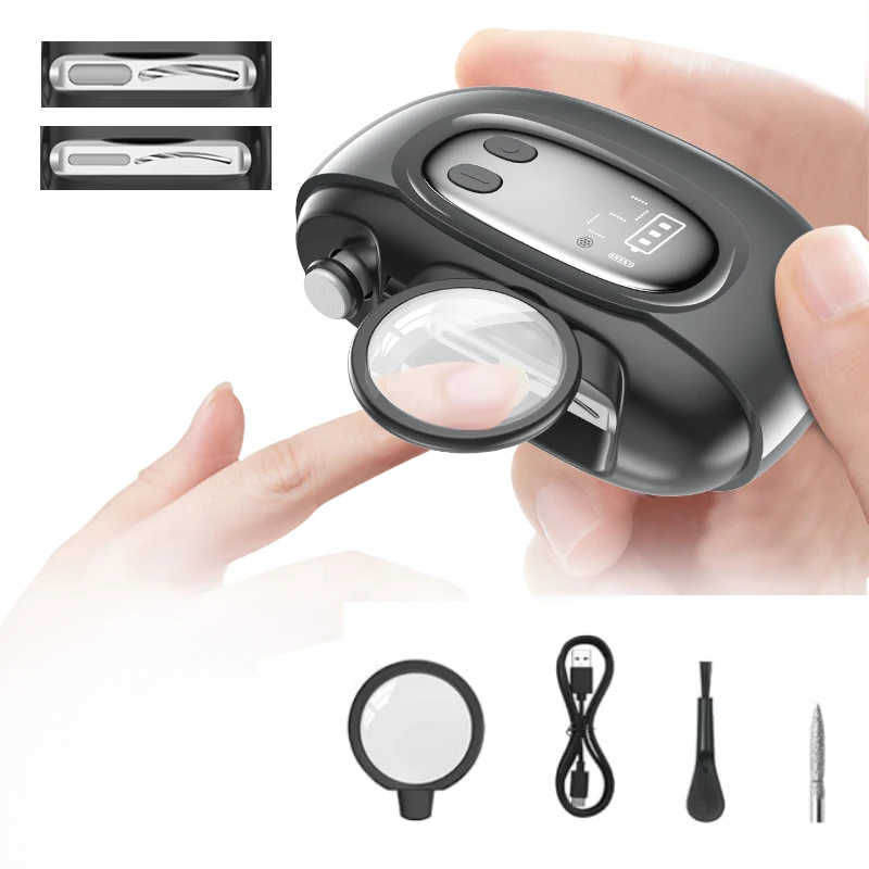 Electric Nail File, Anti-split 4-side Blade, HD Magnifier, Digital Display, Interchangeable Buffing Heads, Travel Nail Tool