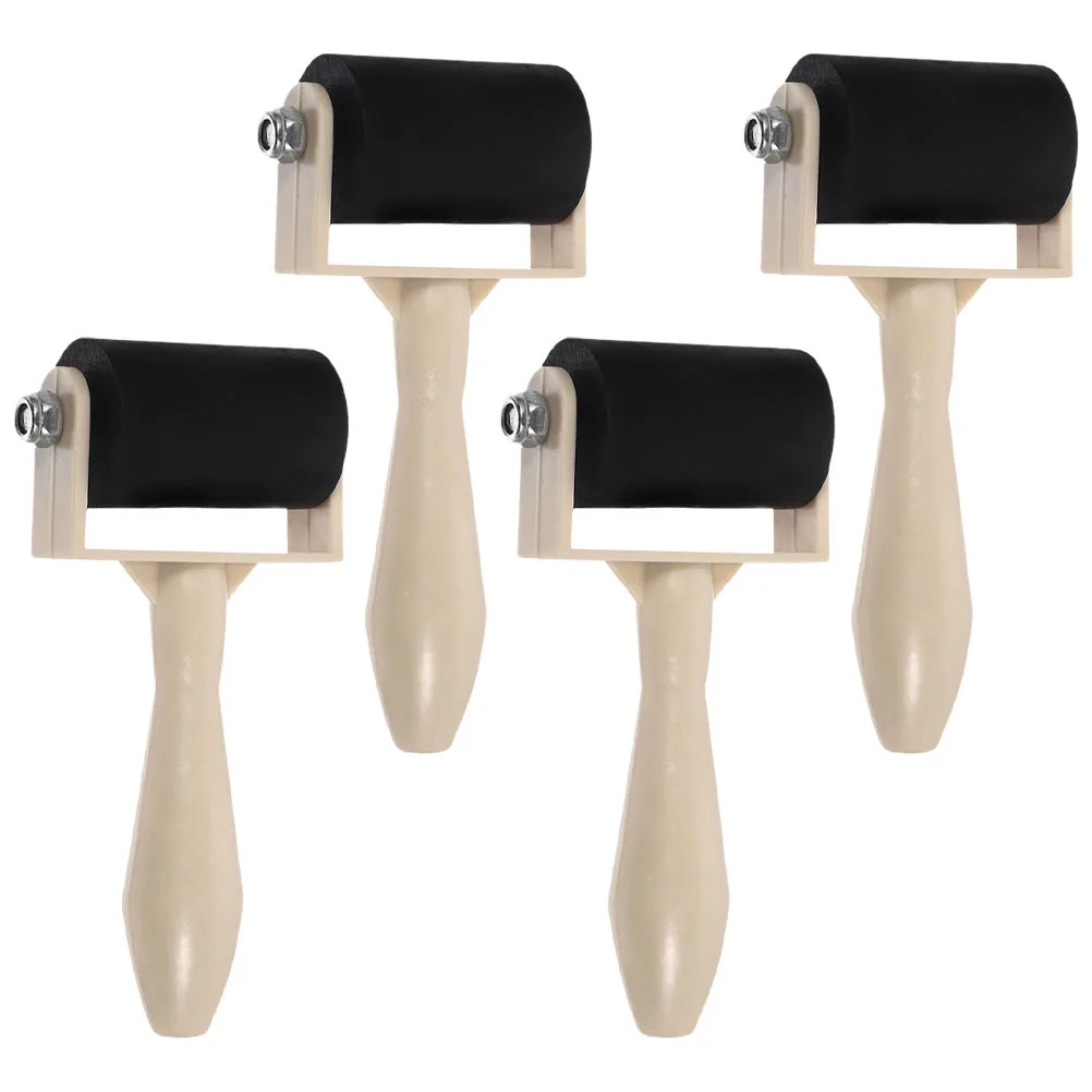 

4 Pcs Printing and Rubbing Tools Ink Applicator Brayers Printmaking Roller Art Craft Oil Painting