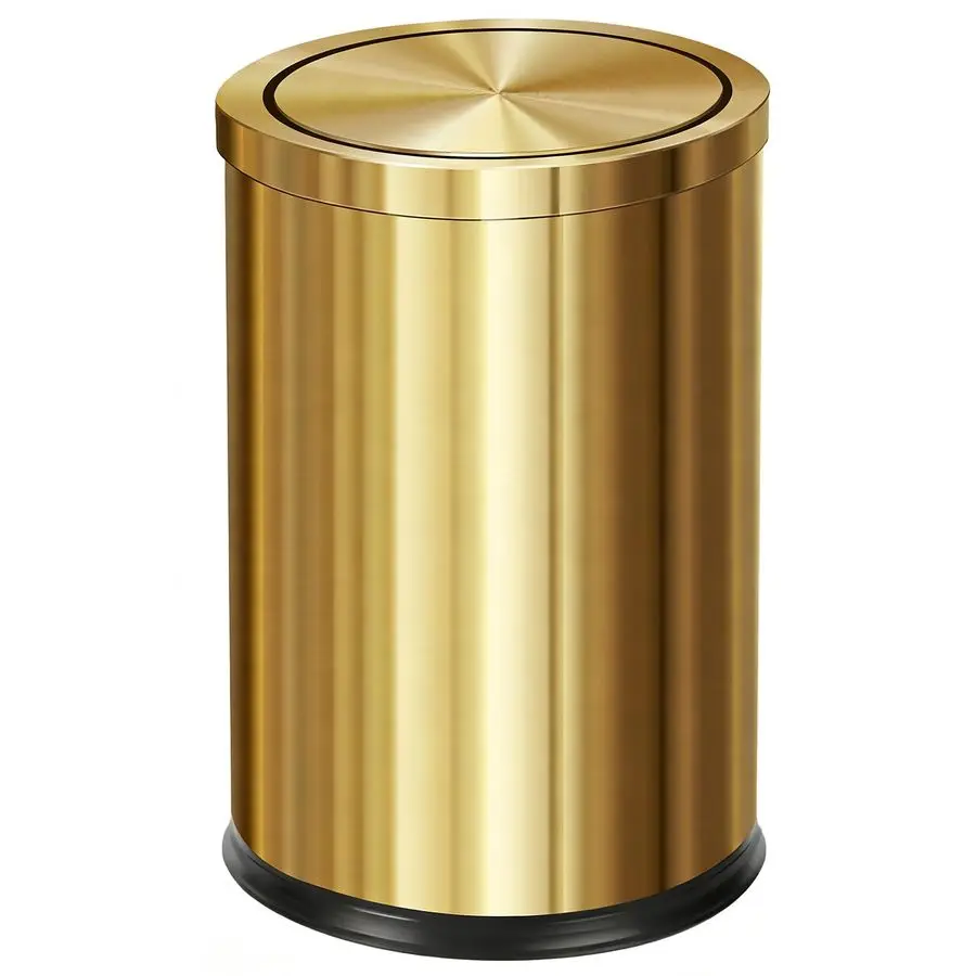 

Steel Gold Trash can with Flipping Lid 2.4gallon FingerprintProof Garbage cans Wastebasket Bin for Kitchen bothroom Living Room
