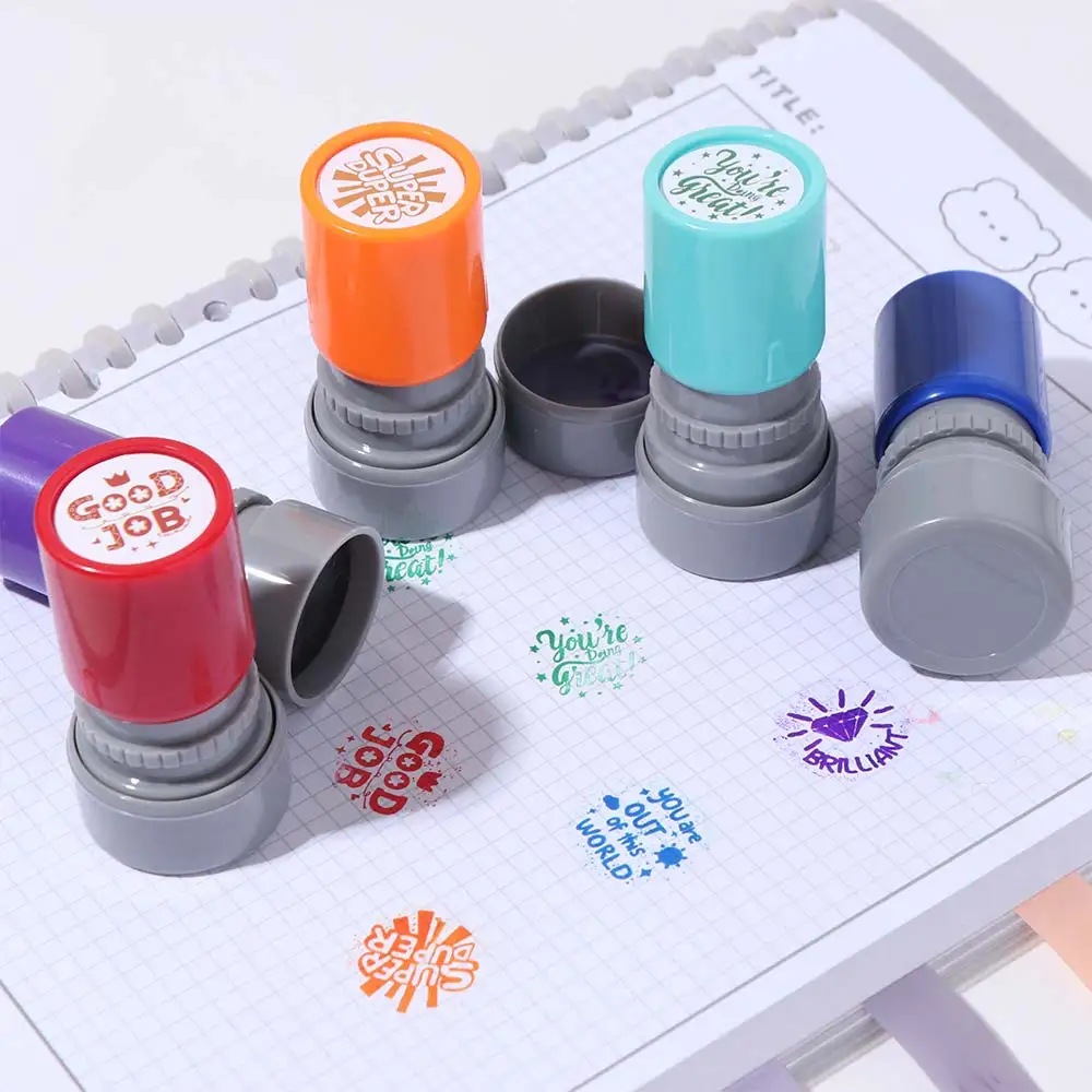Automatic Inking Teacher's Comment Stamp Encouragement Incentive Educational Behavior Stamp Colorful English Version