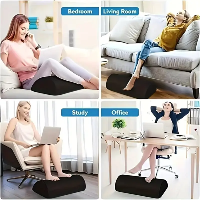 ABGR-1Pc Ergonomic Office Desk Foot Rest - Under Desk Footrest With Washable Cover- Foam Foot Stool Rocker, Office Footrests