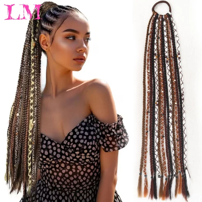 

24" Pure hand-woven Ponytail Wig Women's Ponytail Wig Bohemian Style, Suitable for Women's Daily Wear, Viking Style Braided Wig
