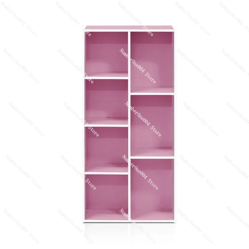 Suitable for Furinno 7-Cube reversible open shelf bookshelf furniture, white/pink