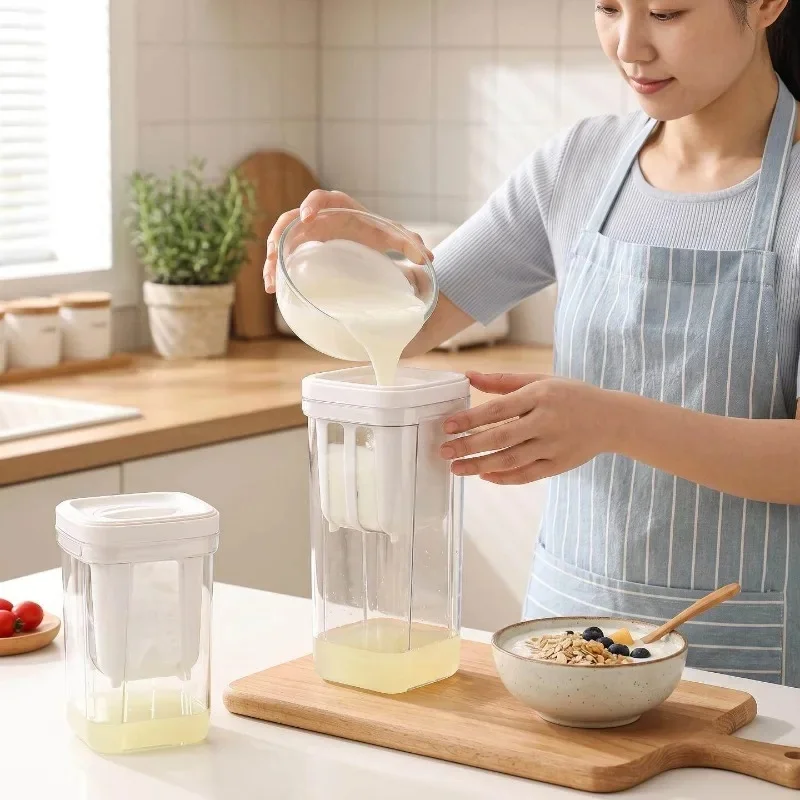 Greek Yogurt Strainer with Stainless Steel Fine Mesh and PP Container, Whey Separator for Cold Brew and Cheese, 1300/2000ml