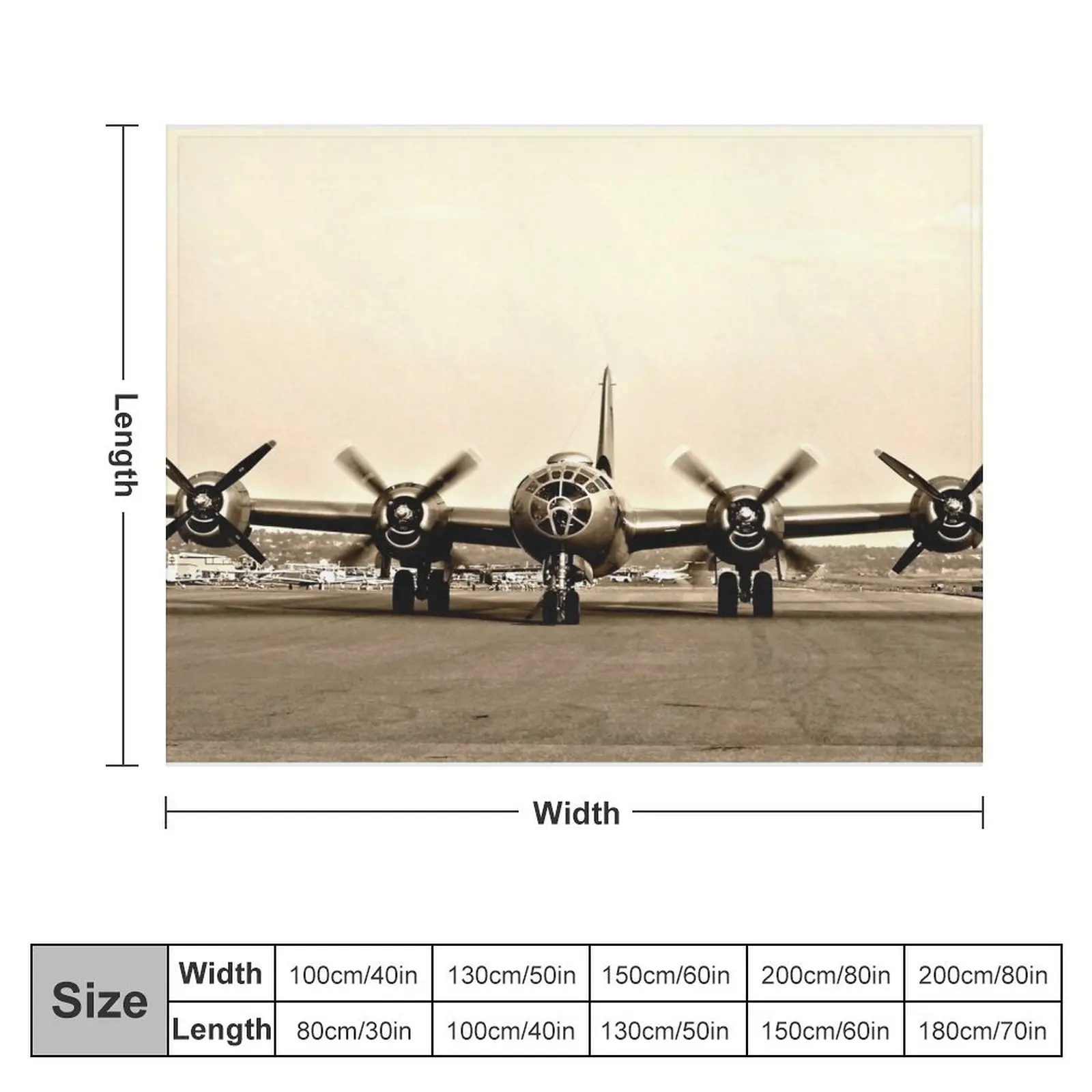 B-29 Bomber Plane - Classic / Vintage WW2 Aircraft Photography Throw Blanket Extra Large Throw Shaggy Blankets