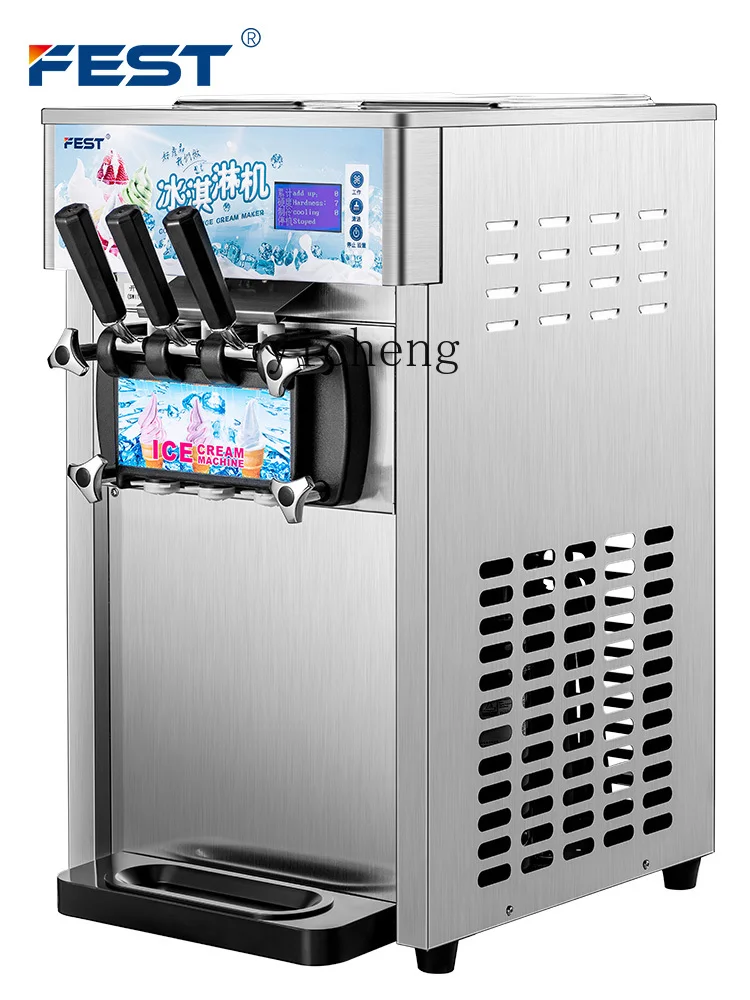 Tqh Ice Cream Machine Commercial Full-Automatic Ice Cream  Machine Sundae Making Three-Head Ice Cream Machine