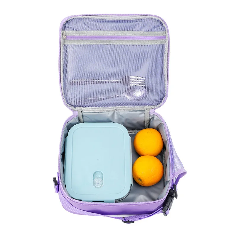 Borse Bento per il pranzo dei bambini color arcobaleno Love Borsa a tracolla quadrata per ragazze portatile carina dei cartoni animati Borse semplici e casual per bambini