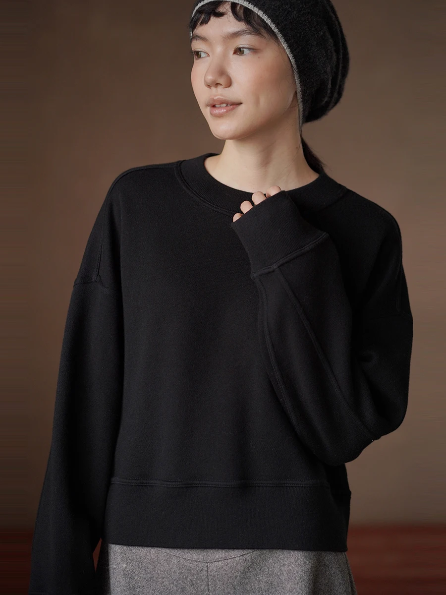 

Hacikis Miss Knitted Loose Casual round Ne Sweatirt ort Knit oulder Drop Design Slimming Effect Comfortable Fit Sweater