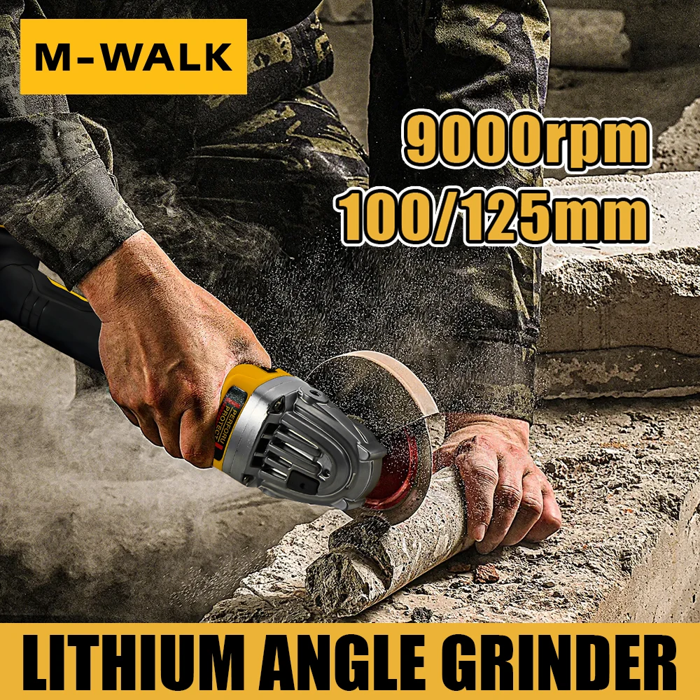 M-WALK 125mm Electric Brushless Angle Grinder Li-ion Battery Cordless Cutting Polishing Grinding Power Tools For 18/20V Battery