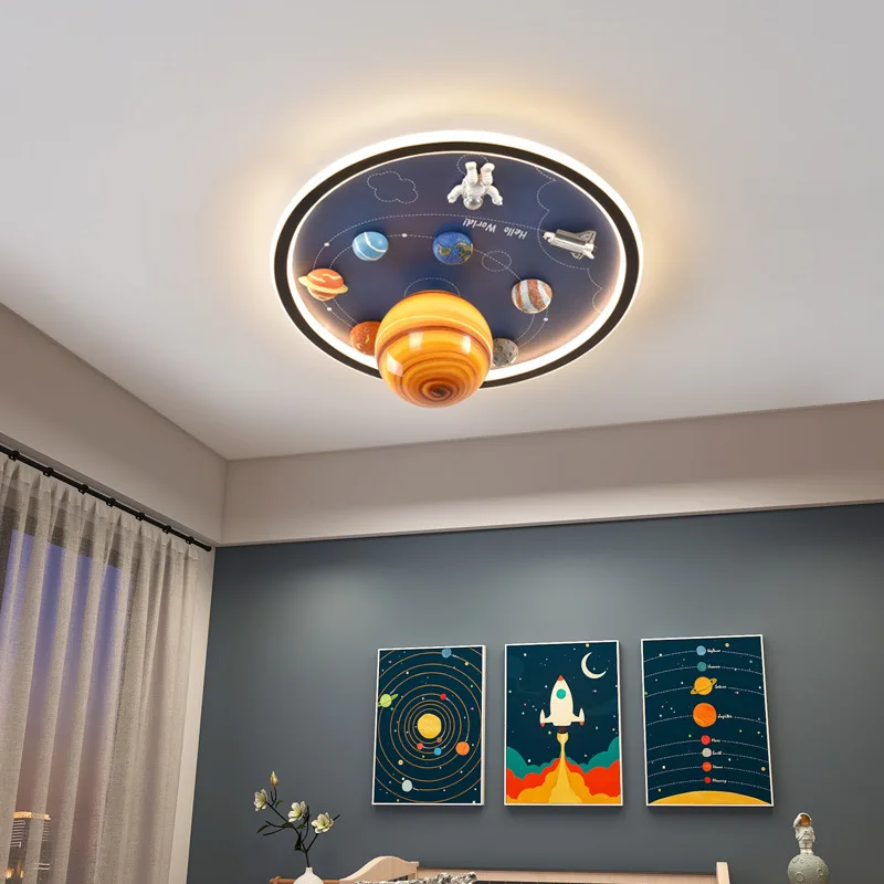 Astronaut Space Planet Ceiling Lights Dreamy Kids Children Bedroom Led Ceiling Lamp Decor Diorama 3D Galaxy Led Light Fixtures
