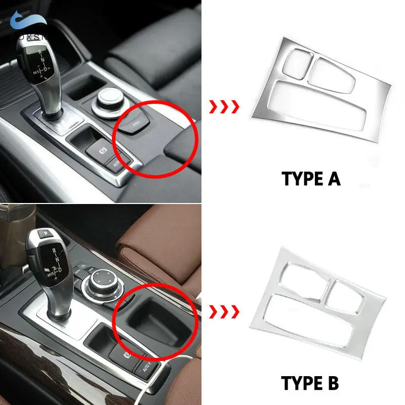 For BMW X5 E70 X6 E71 2008 2009 2010 2011 2012 2013 LHD Car Interior Stainless Steel Center Console Gear Shift Panel Cover Trim