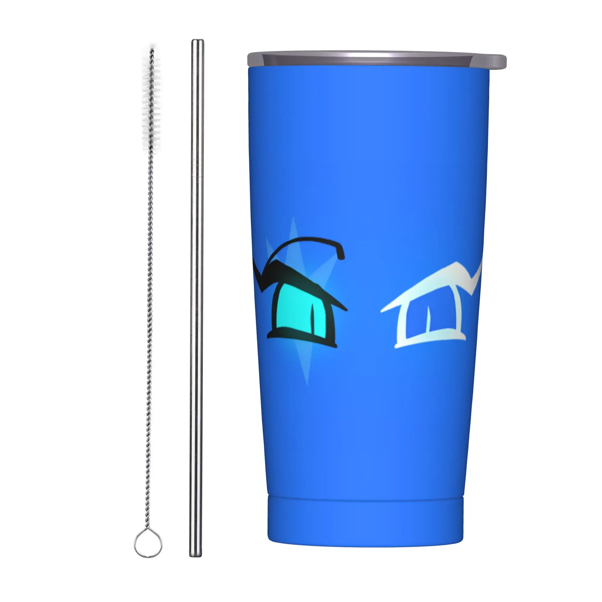 Blue Shadow Milk Cookie Run Kingdom Insulated Tumbler with Straws Cute Stainless Steel Coffee Mugs Office Home Bottle Cup, 20oz