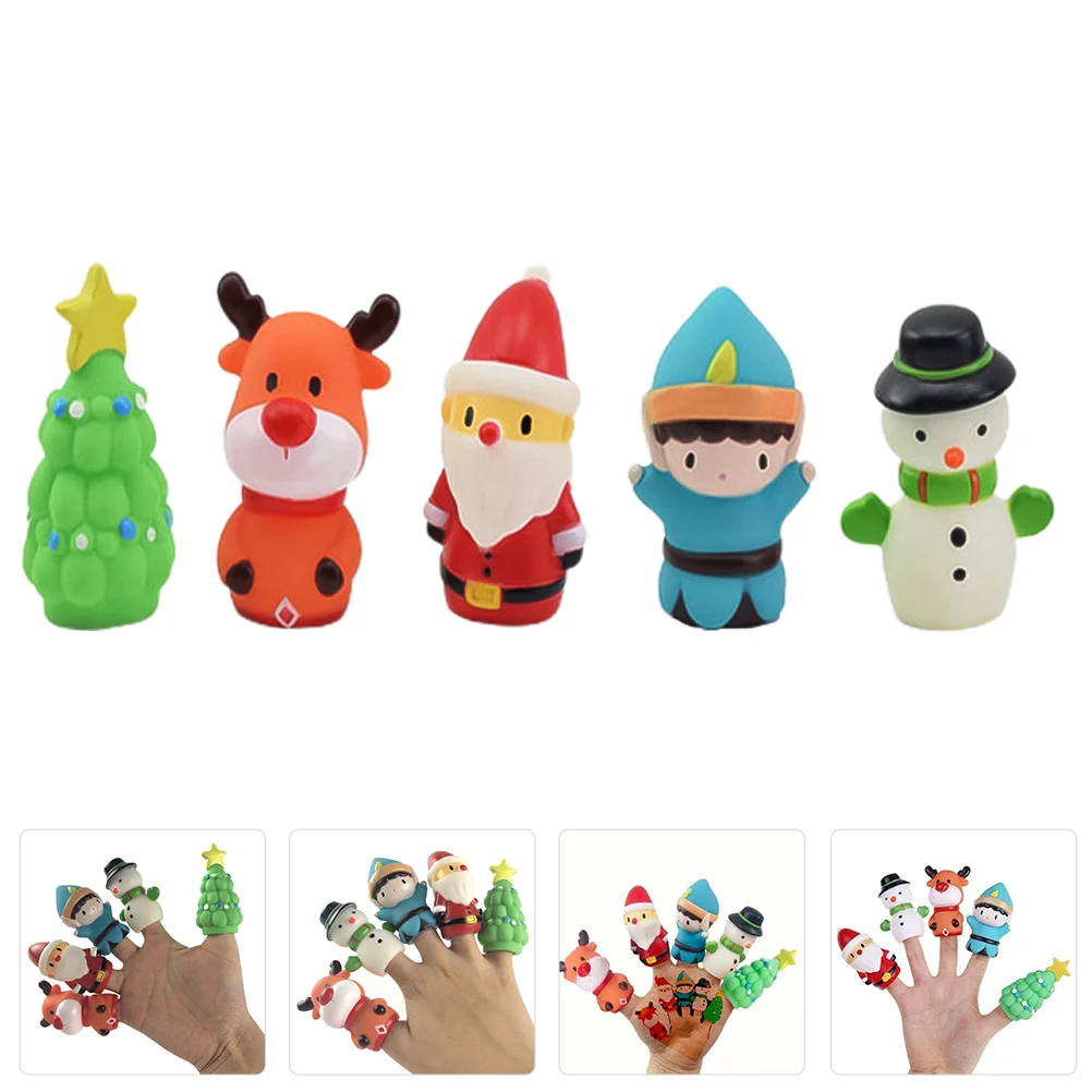 5 Pcs Christmas Finger Kids Toy Puppets Plaything Children Dolls Educational Plush Figure Toys