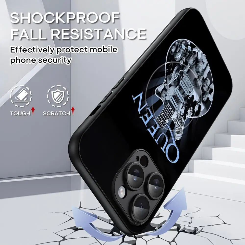 Luxurious Rock Q-Queen Cool Phone Case For iPhone 16 15 14 13 12 11 Plus Pro Max High-end Luxury Magsafe Sheepskin #3