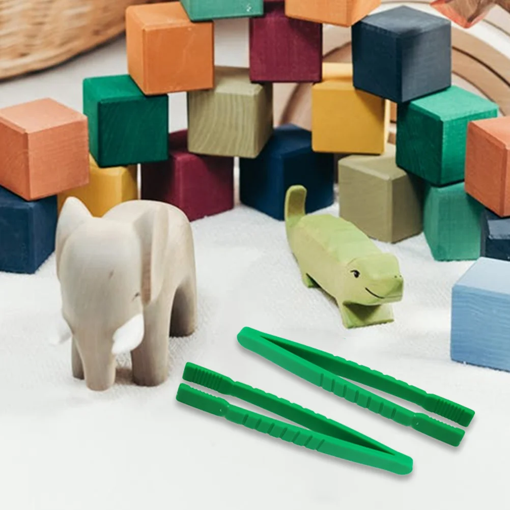 

6pcs Plastic Curved Head Tweezers For Kids Fine Motor Skills Training Tool Toddler Sorting Beads Insect Collecting Craft