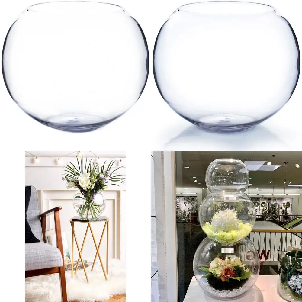

Large Clear Glass Vase, 9 Diameter, 8 Height, Bubble Design, Suitable for Planters, Terrariums, Weddings, and Home Decorations