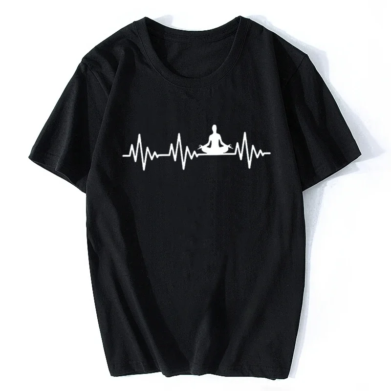 fashion Herzschlag Yoga T-Shirt Ekg Joga Entspannung Wellness Sport Indiennew Fashion Men T Shirt Men 100% Cotton