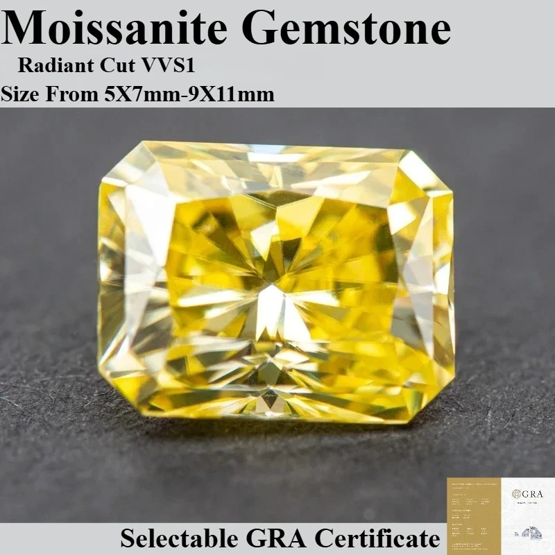 

Муассанит, драгоценный камень, сияющая огранка, лимонно-желтый цвет, выращенный в лаборатории бриллиант для подвесок своими руками, материал для изготовления ювелирных изделий с сертификатом GRA