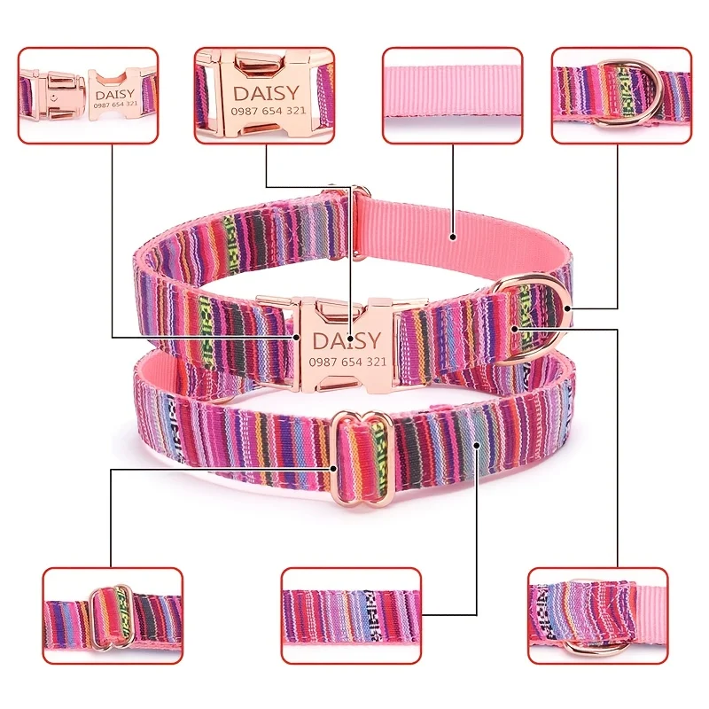Hundhalsband med graverat metallspänne och namn_voghion.com