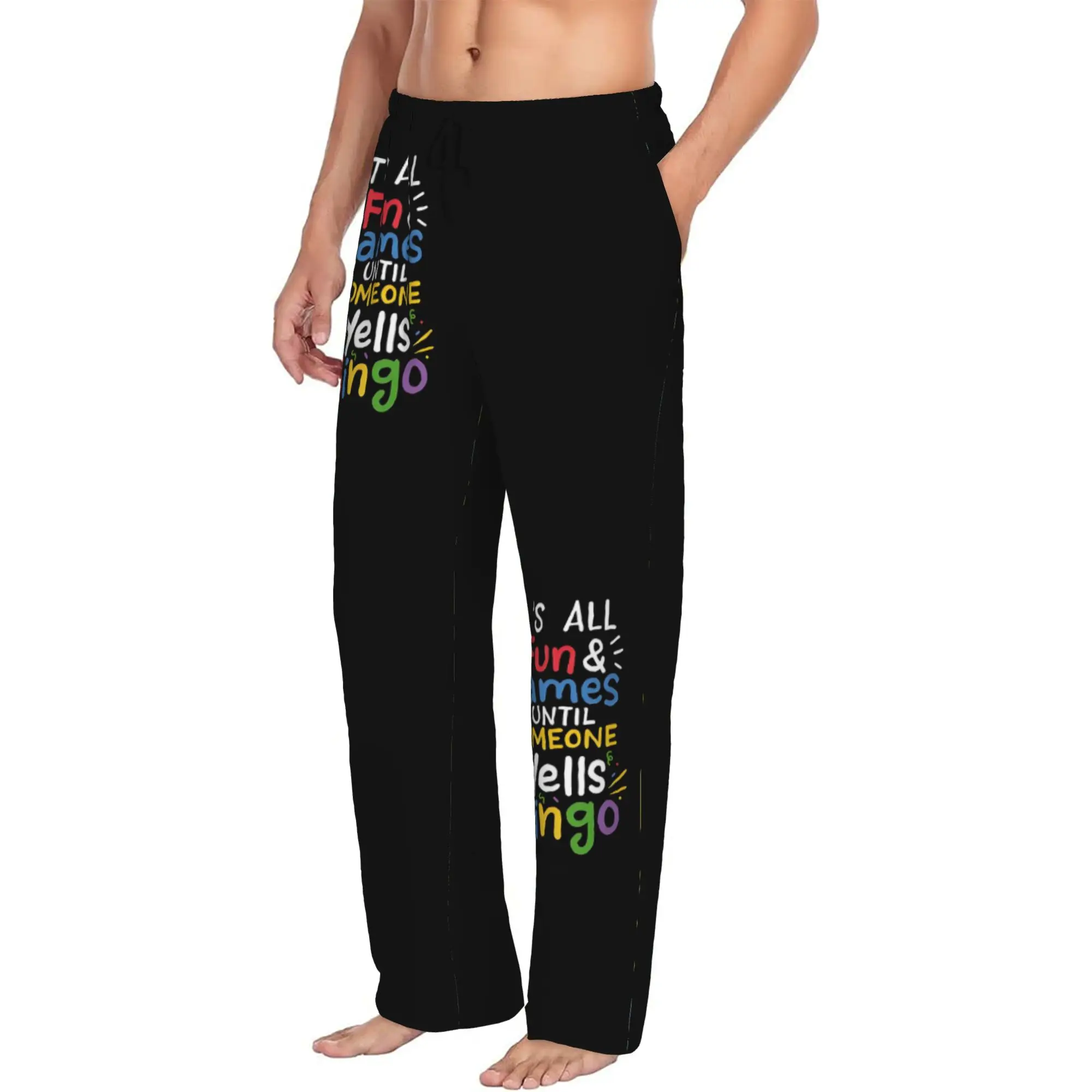 Custom Men Bingo Pajama Pants Print Group Game Sleep Sleepwear Bottoms with Pockets