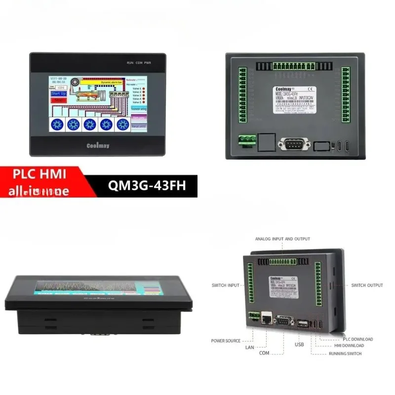 Coolmay QM3G-43FH 4.3 Inch Integrated HMI PLC Controller Industrial All-in-One Programmable Logic Controller with Touchscreen