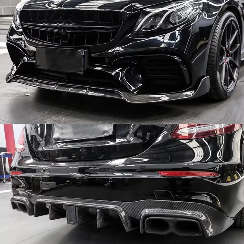 Carbon Fiber Front Bumper Lip Rear Diffuser Spoiler Side Skirts for E Class W213 E200 E300 E320 E63 2017-2019 Body Kits 5