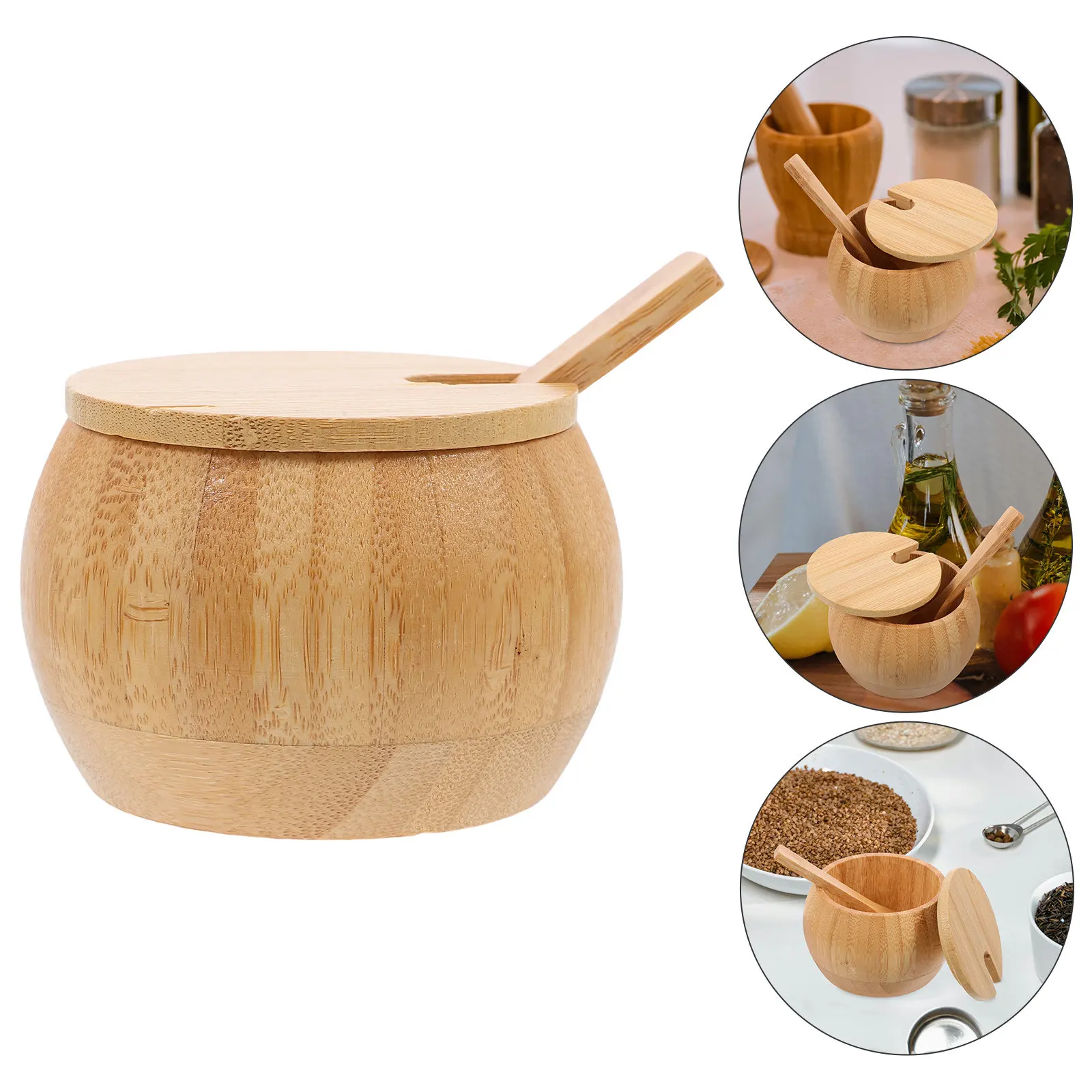 

Bamboo Seasoning Jar Creative Bamboo Spice Container for Salt Sugar Pepper Freshkeeping Portable Kitchen Countertop