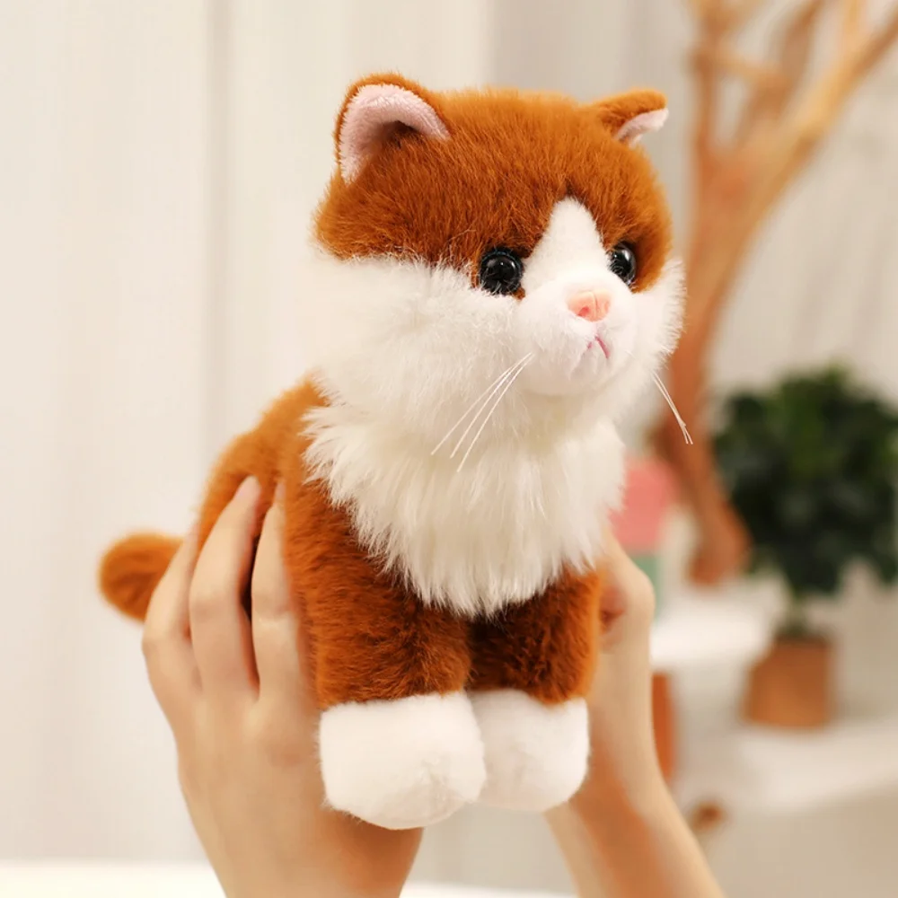 Cute Realistic Kitten Plush Toy Soft Stuffed Sitting Cat Doll Lovely Desktop Pet Toy Gift for Girls And Boys