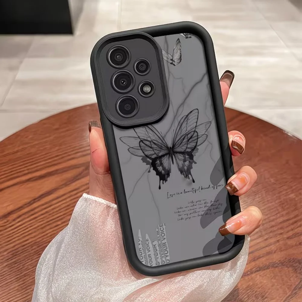 Aesthetic Grunge Butterfly & Quote Print Phone Case For Samsung 26 S25 S24 S23 S22 S21 S20 Ultra Plus FE Anti-Drop TPU Cover
