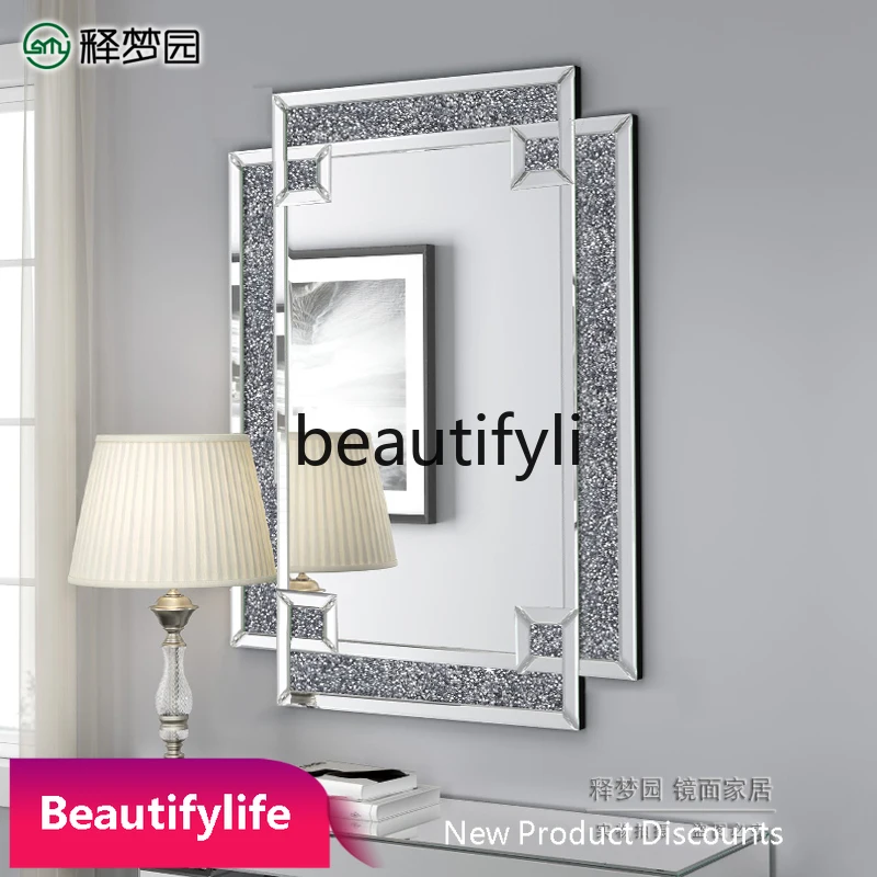 

6239European and American Style Bathroom Mirror Light Luxury Living Room Corridor Entrance Wall-Mounted Decorative Mirror