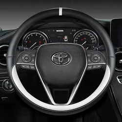 Car Steering Wheel Cover 38cm Leather For Toyota Corolla Avensis Yaris Rav4 Hilux Auris 2015 Camry CH-R 2021 Auto Accessories