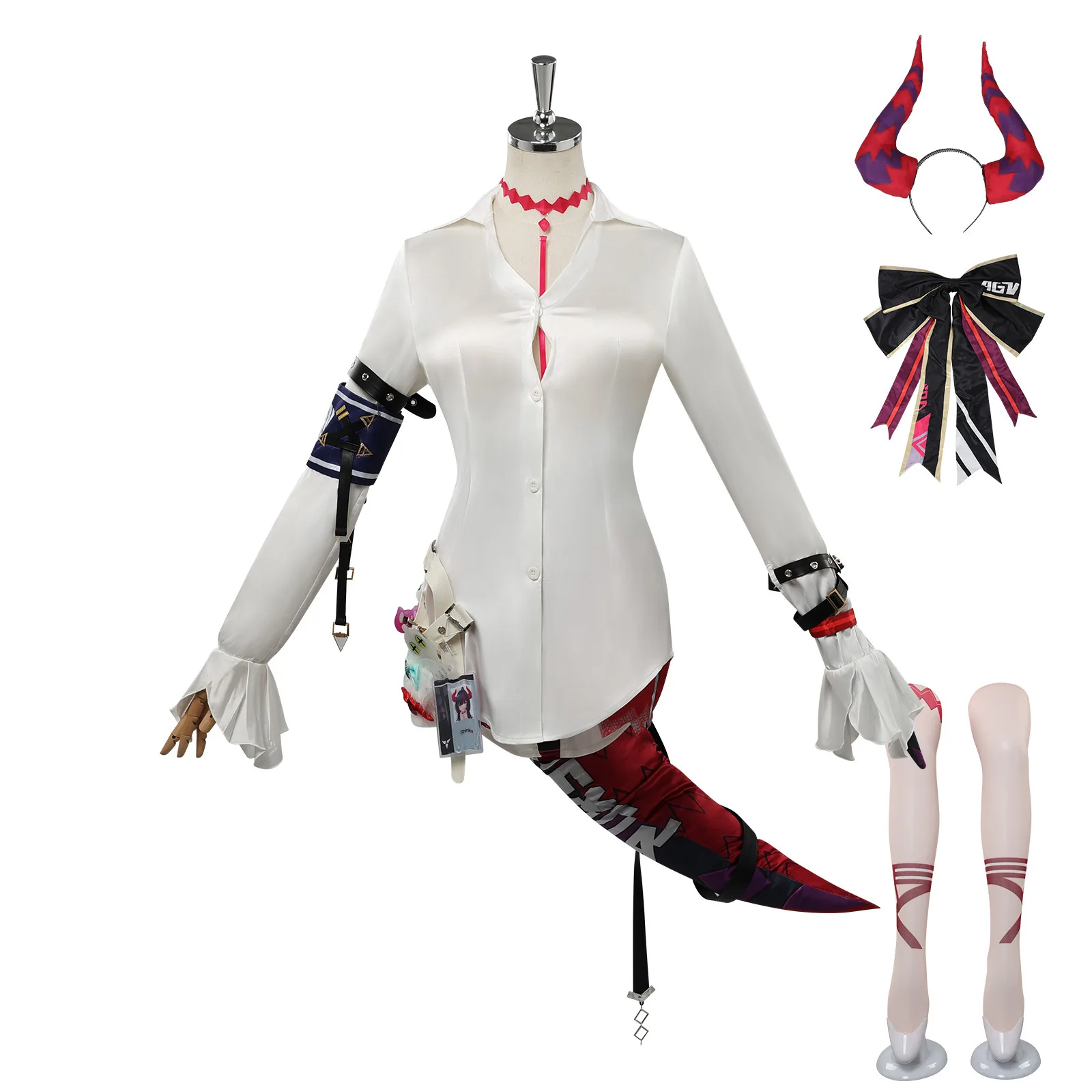 NTE Neverness to Everness Shinku Cosplay Outfit Full Set with Wig Horn Tail Halloween Party Cos Costume for Women view 2