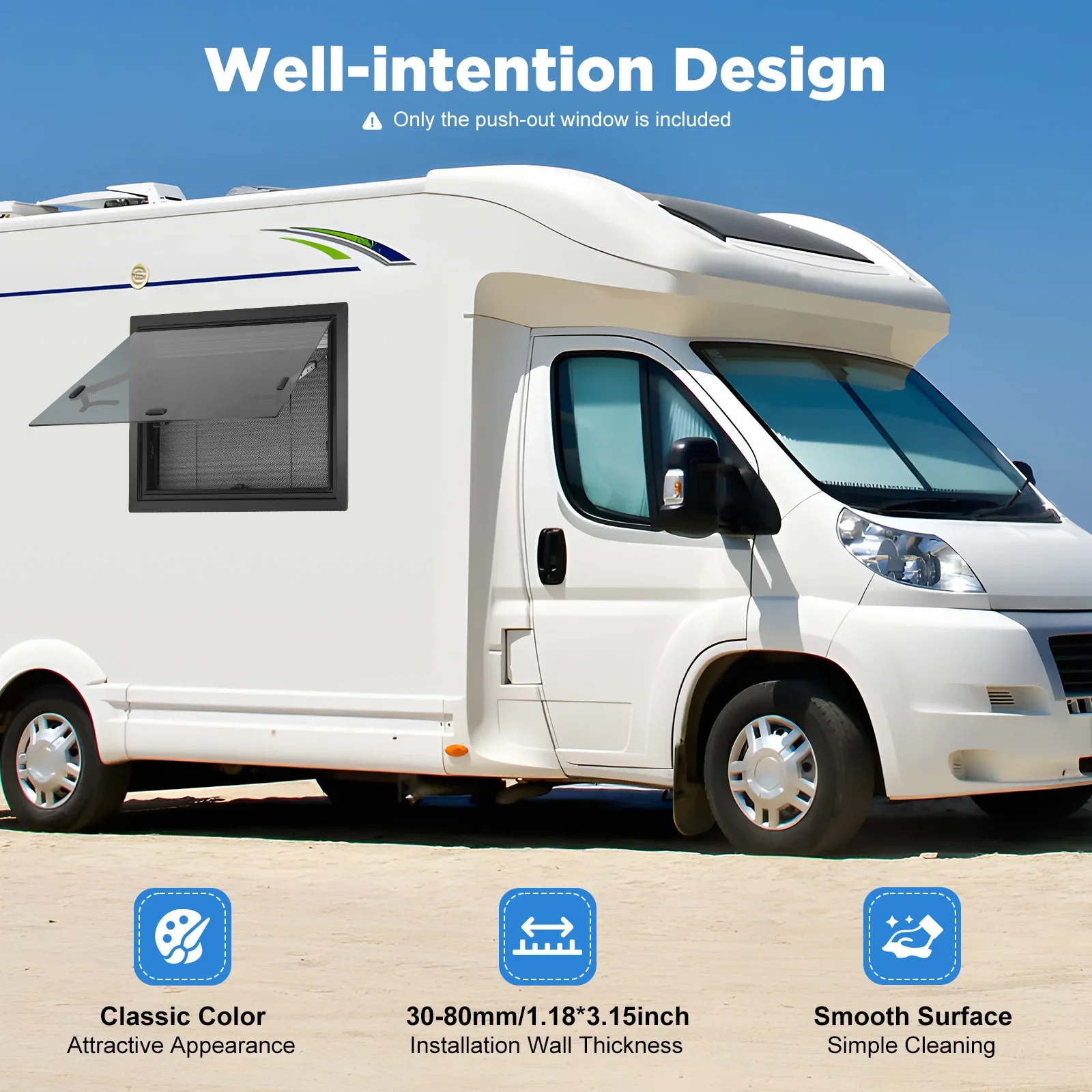

RV Caravan Camper Van Push Out Window 600*450 мм с экраном для защиты от насекомых
