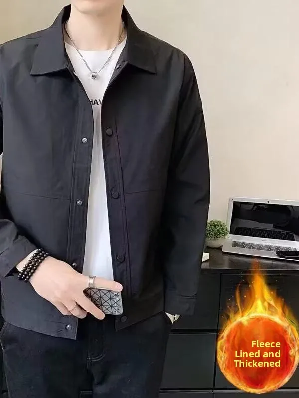 

Мужское повседневное пальто на флисовой подкладке, осенне-зимнее, новое, с пуговицами, декорированное, немнущееся, легкое в уходе, приталенного кроя, с длинными рукавами