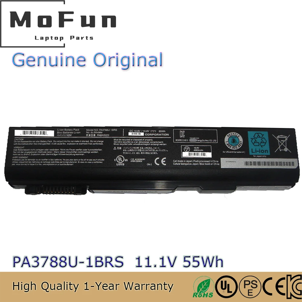 New Original PA3788U-1BRS 11.1V 55Wh Laptop Battery for Toshiba Tecra A11 M11 P11 Series PA3786U-1BRS PA3787U-1BRS