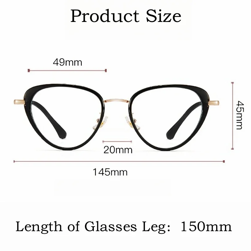 OLLYMURS NewTrendy Alloy TR90 نظارات ريترو خفيفة للغاية وصفة طبية عين القط إطارات النظارات للنساء S11931