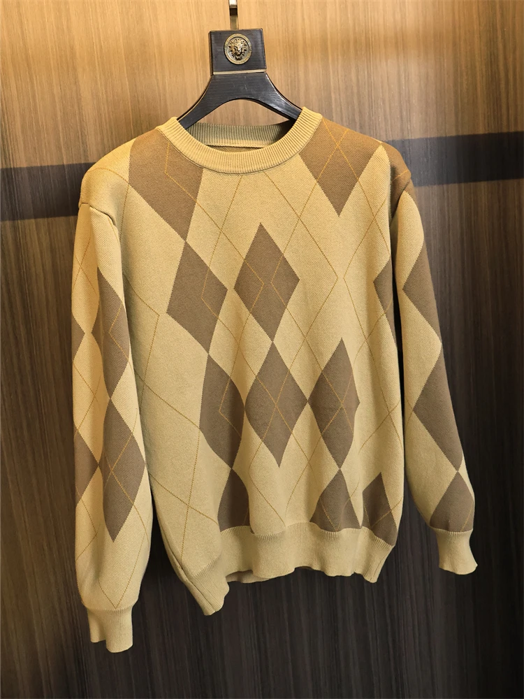 

Retro Japanese Sle Knitted Sweater Fine Gauge Loose Fit OS Version Men's Cheered Pullover Faionable Urban Autumn Wear