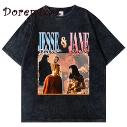 JESSE PINKMAN Vintage Washed T-shirt Short Sleeve Oversized Tops JANE MARGOLIS T Shirts Women Aesthetics Y2k Graphic T-shirt Men