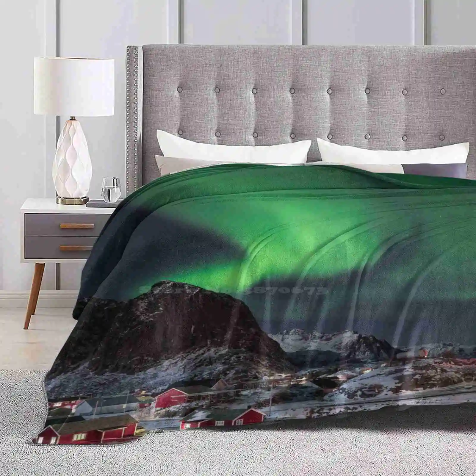 The Magic Of The Night Creative Design Light Thin Soft Flannel Blanket Norway Islands Lofotens Hamnoy Reine Eliassen Rorbuer