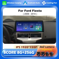 Car Radio Multimedia Video Player for Ford Fiesta 2009-2014 Android Auto Wireless CarPlay WIFI Navigation GPS 12.3