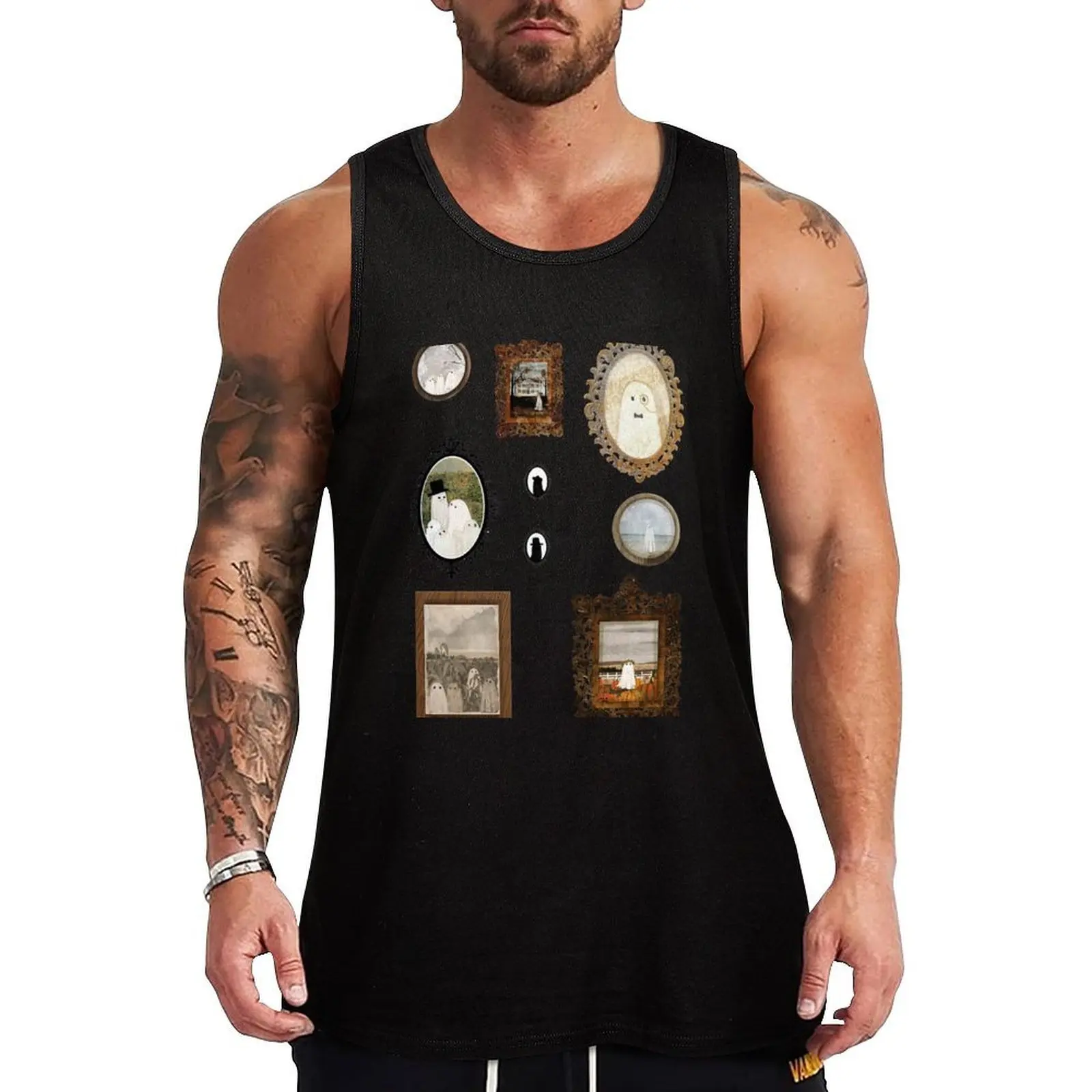 

Ghost Portrait Sticker Set Tank Top Vacation Tank Top Casual Sleeveless Beach Wear Shirt