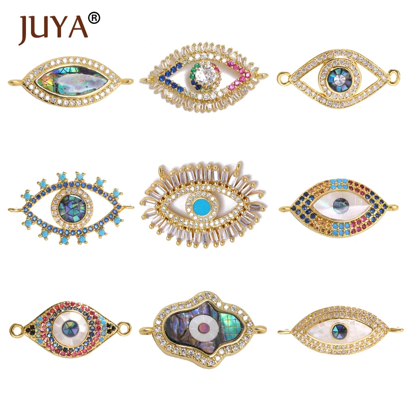 

JUYA Jewelry Making Supplies Evil Eyes Connectors CZ Charms Abalone Sheel Connector DIY Bracelet Necklace Hand Made Accessories