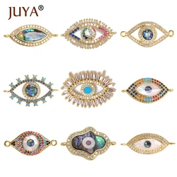 JUYA Jewelry Making Supplies Evil Eyes Connectors CZ Charms Abalone Sheel Connector DIY Bracelet Necklace Hand Made Accessories